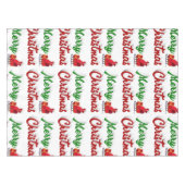 Frohe Weihnachten Santa Sleigh Rot-Grün-Skript Tischdecke (Vorderseite (Horizontal))