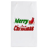 Frohe Weihnachten Santa Sleigh rot grüne Typografi Kleine Geschenktüte (Rückseite)