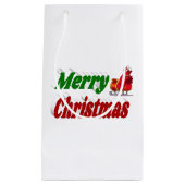 Frohe Weihnachten Santa Sleigh rot grüne Typografi Kleine Geschenktüte (Vorderseite)