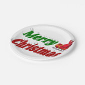 Frohe Weihnachten Santa Sleigh rot grüne Typografi Pappteller (Schrägansicht)