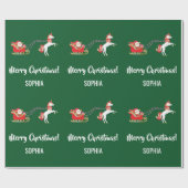 Frohe Weihnachten Santa Sleigh Unicorn Personalisi Geschenkpapier (Flach)