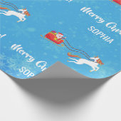 Frohe Weihnachten Santa Sleigh Unicorn Personalisi Geschenkpapier (Ecke)