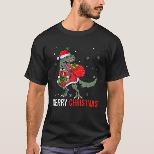 Frohe Weihnachten Santa T Rex Dinosaur Funny Boys  T-Shirt (Vorderseite)