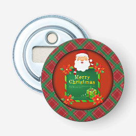 Frohe Weihnachten Santa Tartan Kariert Flaschenöffner