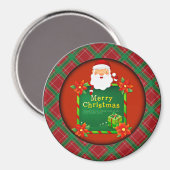 Frohe Weihnachten Santa Tartan Kariert Magnet (Vorderseite/Rückseite)