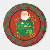 Frohe Weihnachten Santa Tartan Kariert Magnet (Vorne)