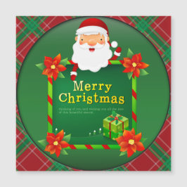 Frohe Weihnachten Santa Tartan Kariert Magnetkarte