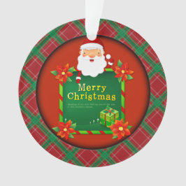 Frohe Weihnachten Santa Tartan Kariert Ornament