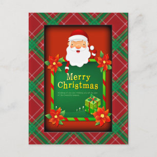 Frohe Weihnachten Santa Tartan Kariert Postkarte