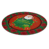 Frohe Weihnachten Santa Tartan Kariert Schneidebrett (Ecke)