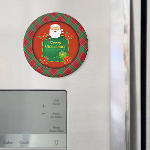 Frohe Weihnachten Santa Tartan Karo Magnet