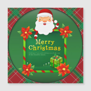 Frohe Weihnachten Santa Tartan Karo Magnetkarte