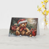 Frohe Weihnachten Santa Teddy Bear Karte (Gelbe Blume)