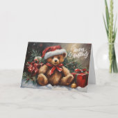 Frohe Weihnachten Santa Teddy Bear Karte (Vorderseite)