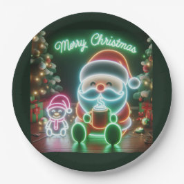 Frohe Weihnachten Santa Teddy Pappteller