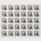 Frohe Weihnachten | Santa & Tree Design Geschenkpapier (Flach)