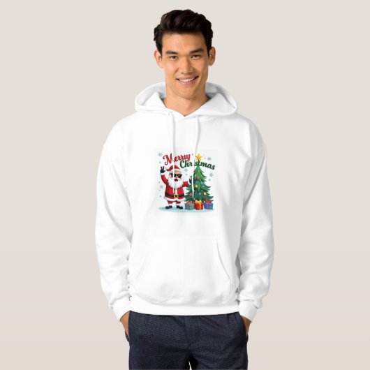 Frohe Weihnachten | Santa & Tree Design Hoodie (Vorne ganz)