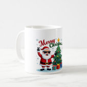 Frohe Weihnachten | Santa & Tree Design Kaffeetasse (Vorderseite Links)