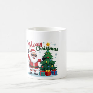 Frohe Weihnachten Santa & Tree Design Kaffeetasse