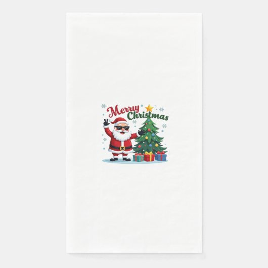 Frohe Weihnachten | Santa & Tree Design Serviette (Vorderseite)