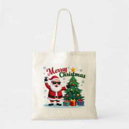 Frohe Weihnachten | Santa & Tree Design Tragetasche