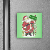 Frohe Weihnachten Santa Tree Kleine Tiere Schnee Magnet