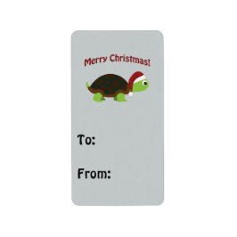 Frohe Weihnachten! Santa Turtle Adressaufkleber