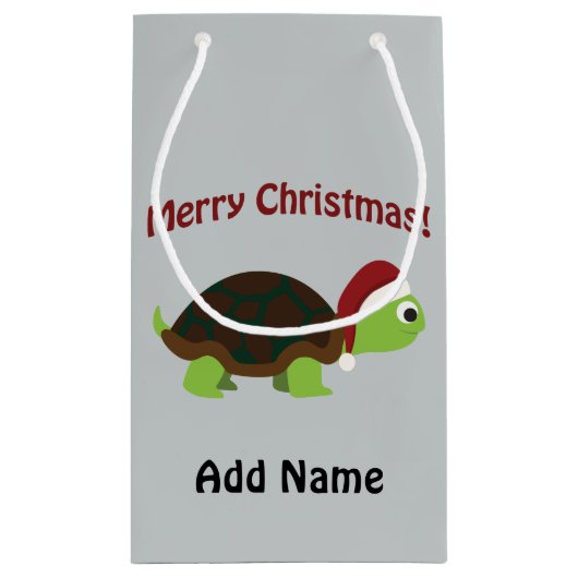 Frohe Weihnachten! Santa Turtle Kleine Geschenktüte (Rückseite)