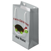 Frohe Weihnachten! Santa Turtle Kleine Geschenktüte (Vorderseite Schrägansicht)