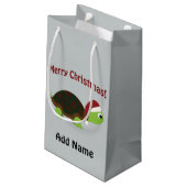 Frohe Weihnachten! Santa Turtle Kleine Geschenktüte (Rückseite Schrägansicht)