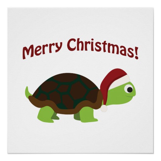 Frohe Weihnachten! Santa Turtle Poster (Vorderseite)