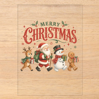Frohe Weihnachten Santa und Freunde Acryleinladungen