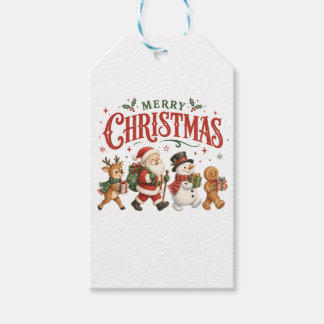 Frohe Weihnachten Santa und Freunde Geschenkanhänger