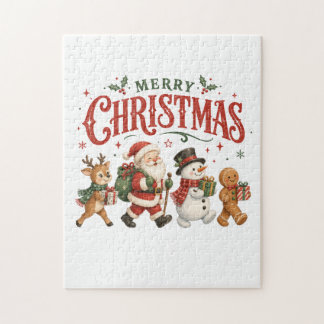 Frohe Weihnachten Santa und Freunde Puzzle