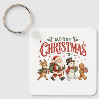 Frohe Weihnachten Santa und Freunde Schlüsselanhänger