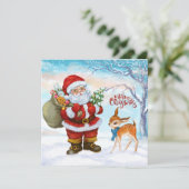 Frohe Weihnachten Santa und Hirsch (Stehend Vorderseite)