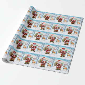 Frohe Weihnachten Santa und Hirsch Geschenkpapier