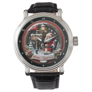 Frohe Weihnachten Santa und Kardinal Armbanduhr