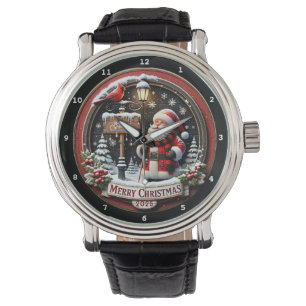 Frohe Weihnachten Santa und Laterne Armbanduhr