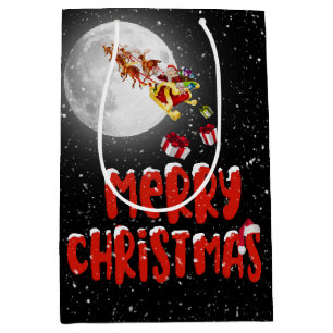Frohe Weihnachten Santa und Mond Mittlere Geschenktüte