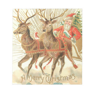 Frohe Weihnachten (Santa und seine Rentiere) Notizblock