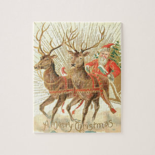 Frohe Weihnachten (Santa und seine Rentiere) Puzzle