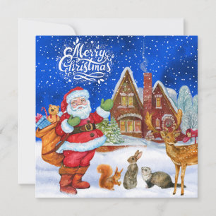 Frohe Weihnachten Santa und Waldtiere