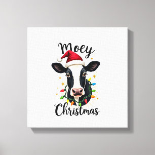 Frohe Weihnachten Santa Weihnachtsbeleuchtung Kuh  Leinwanddruck