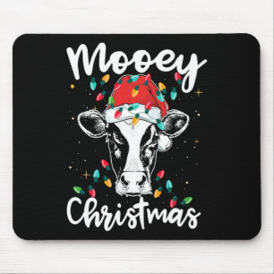 Frohe Weihnachten Santa Weihnachtsbeleuchtung Kuh Mousepad