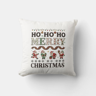 Frohe Weihnachten Santas Kariertes Band Kissen