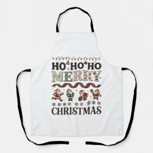 Frohe Weihnachten Santas Kariertes Band Schürze
