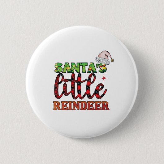 Frohe Weihnachten Santas Little Reindeer Button (Vorderseite)
