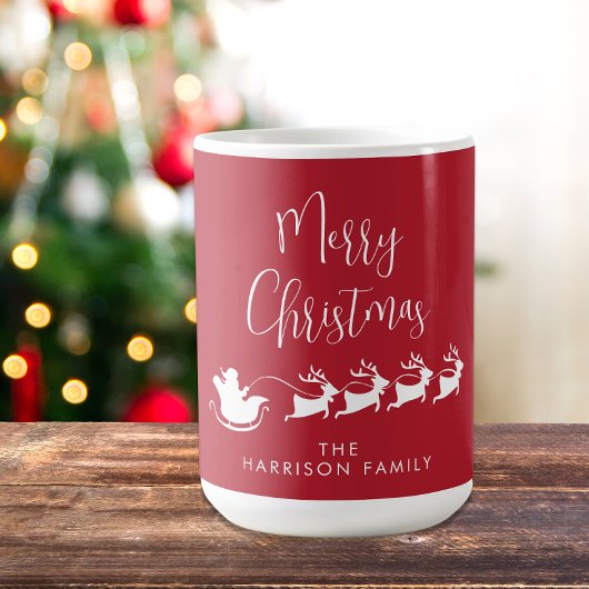 Frohe Weihnachten Santas Reindeer Sleigh Red Kaffeetasse