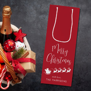 Frohe Weihnachten Santas Sleigh Red Geschenktüte Für Weinflaschen